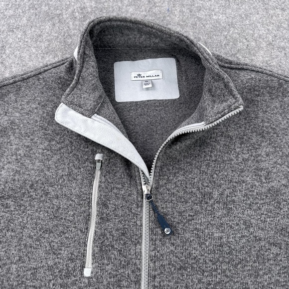 Peter Millar Jacket Mens XL Gray Fleece Full Zip Stand Collar Pockets MF18EZ34 - Picture 2 of 12